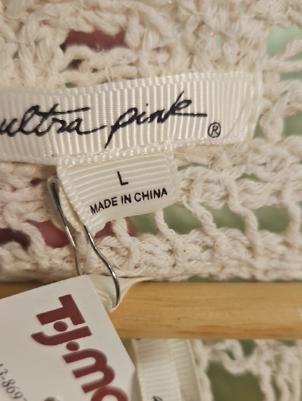 Ultra Pink Crochet Open-Knit Tank Top in Cream - Picture 2 of 4